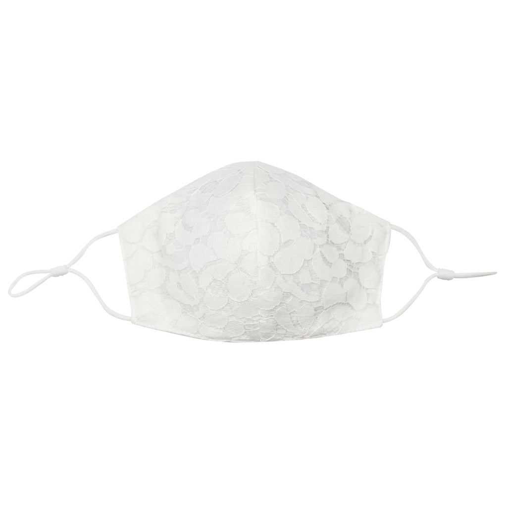 COMMUNION FLOWER GIRLS KIDS LACE COTTON OFF-WHITE FACE MASK C