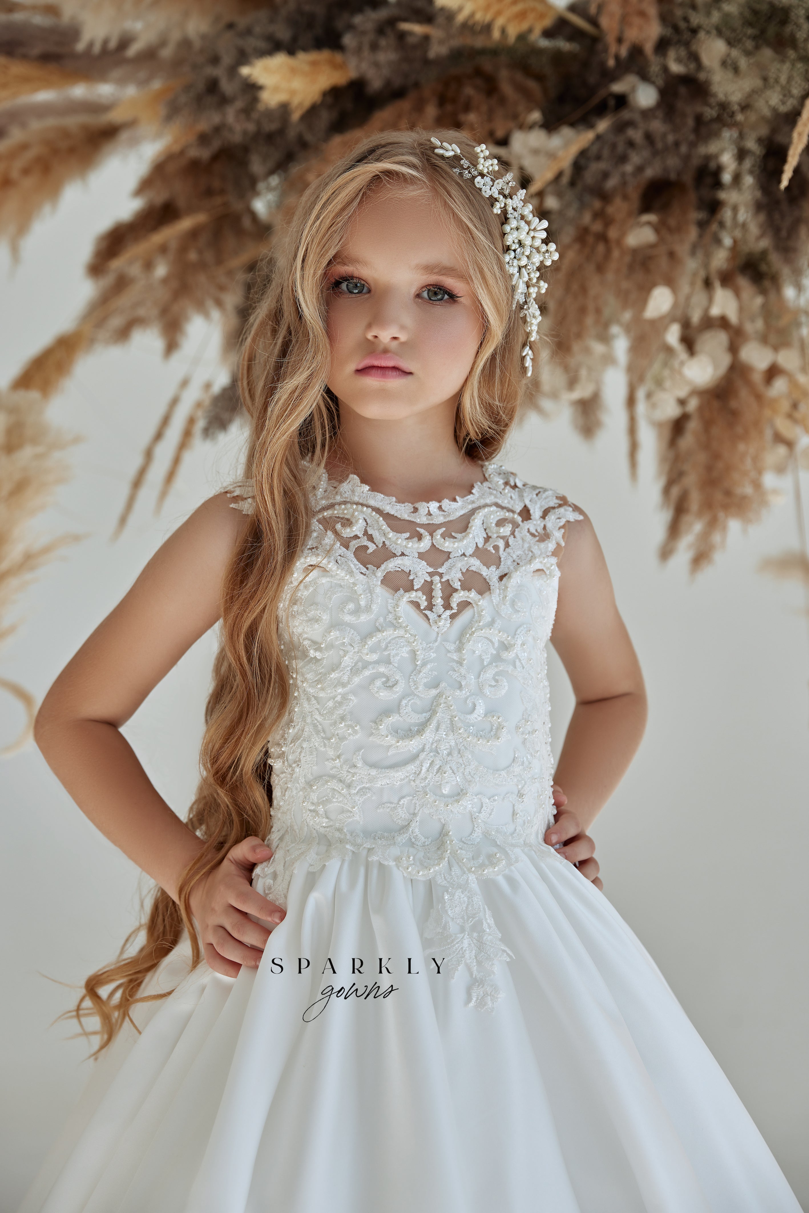 A-line Satin Flower Girl First Communion Dress FM064 – Sparkly Gowns