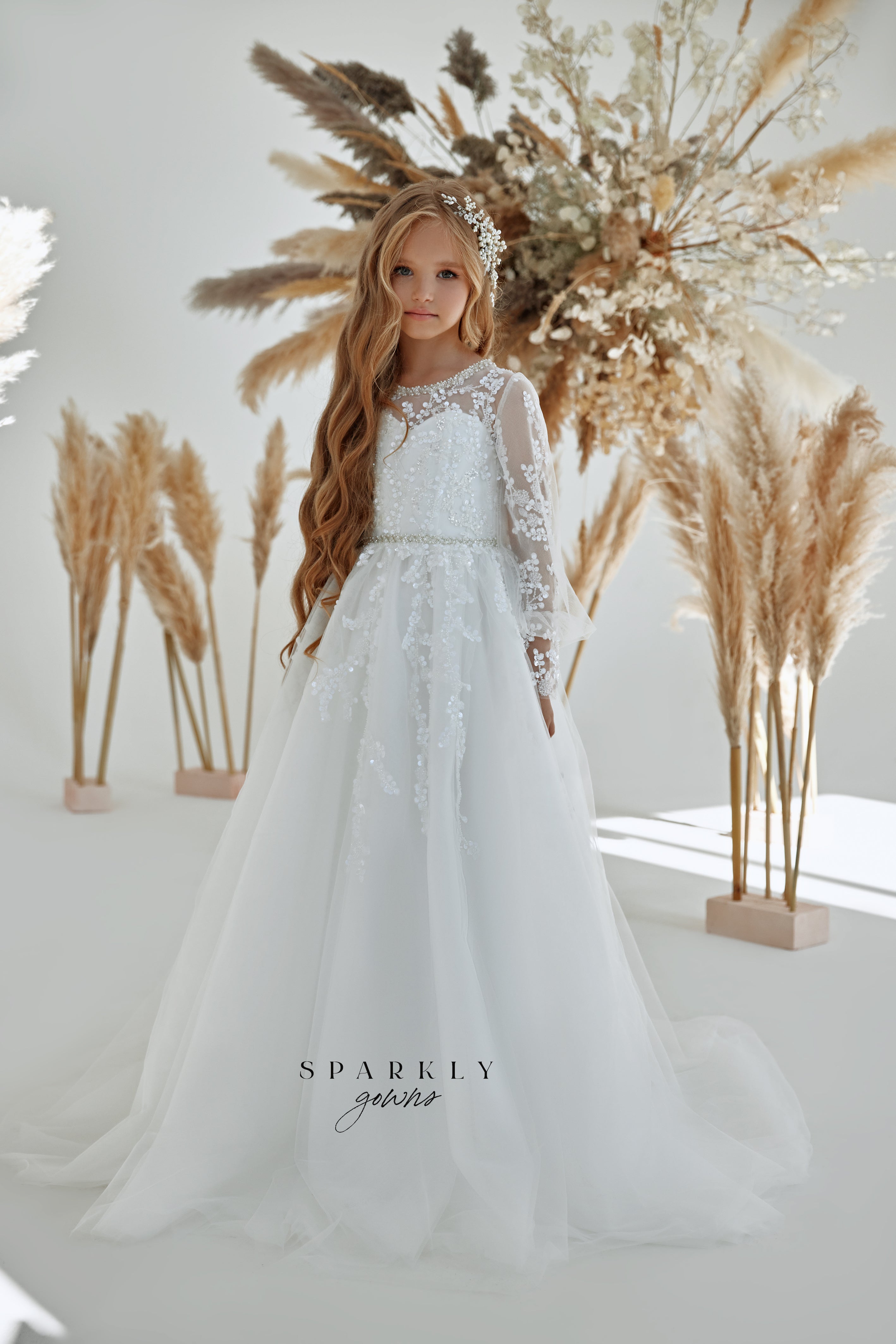 Long Sleeves First Communion Girl Dress FM066 – Sparkly Gowns