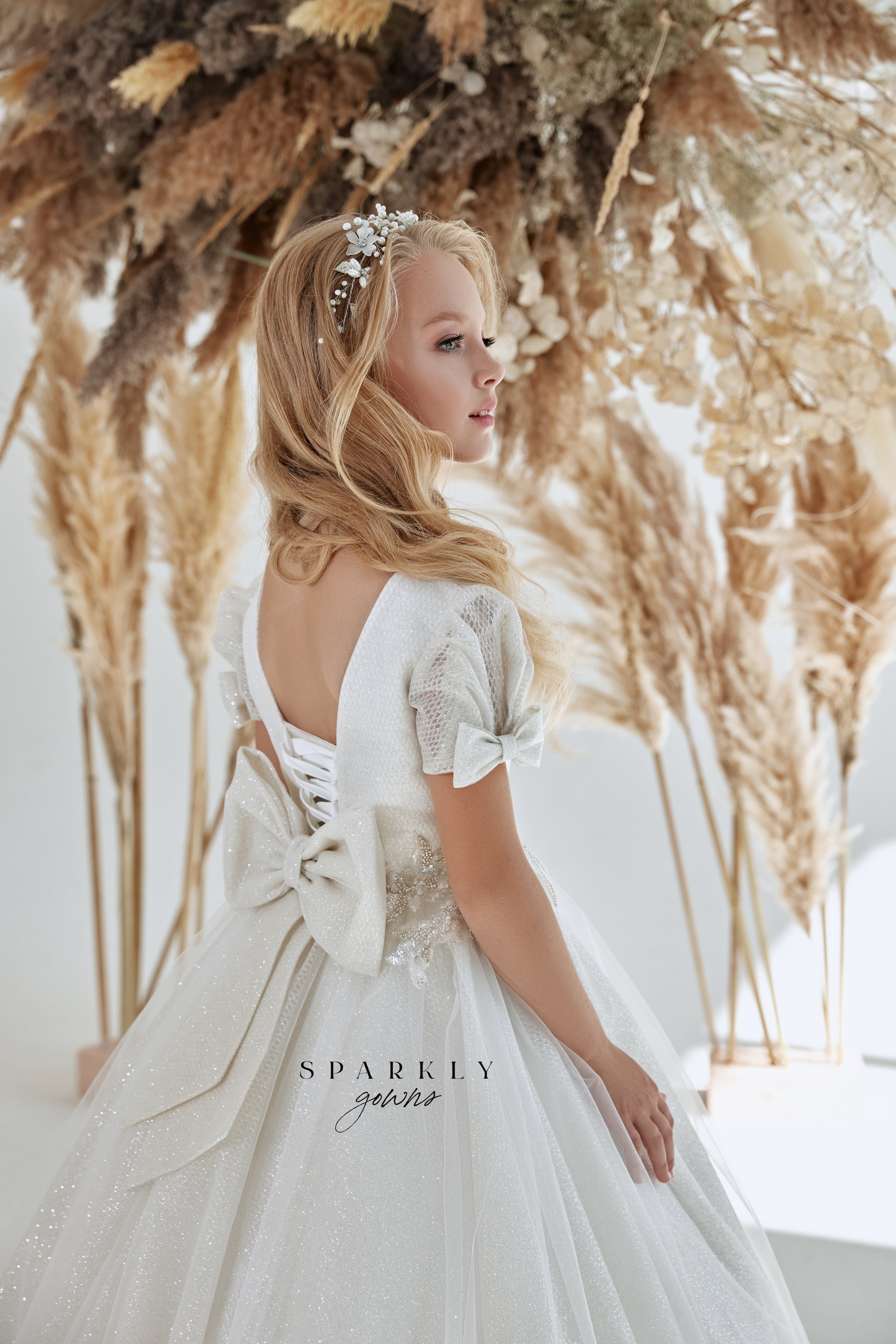 Sparkle Tulle Flower Girl Dress First Communion Gown FM067 Pre-order 2-3 years / Ivory Sparkle Tulle Flower Girl Dress First Communion Gown FM067 Pre-order 2-3 years / Ivory