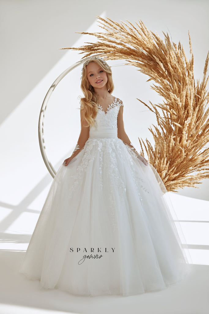 Floral Embroidery First Communion Girl Gown FM073