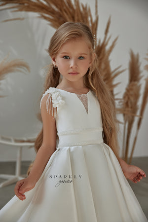 Sleeveless Flower First Communion Girl Gown FM075