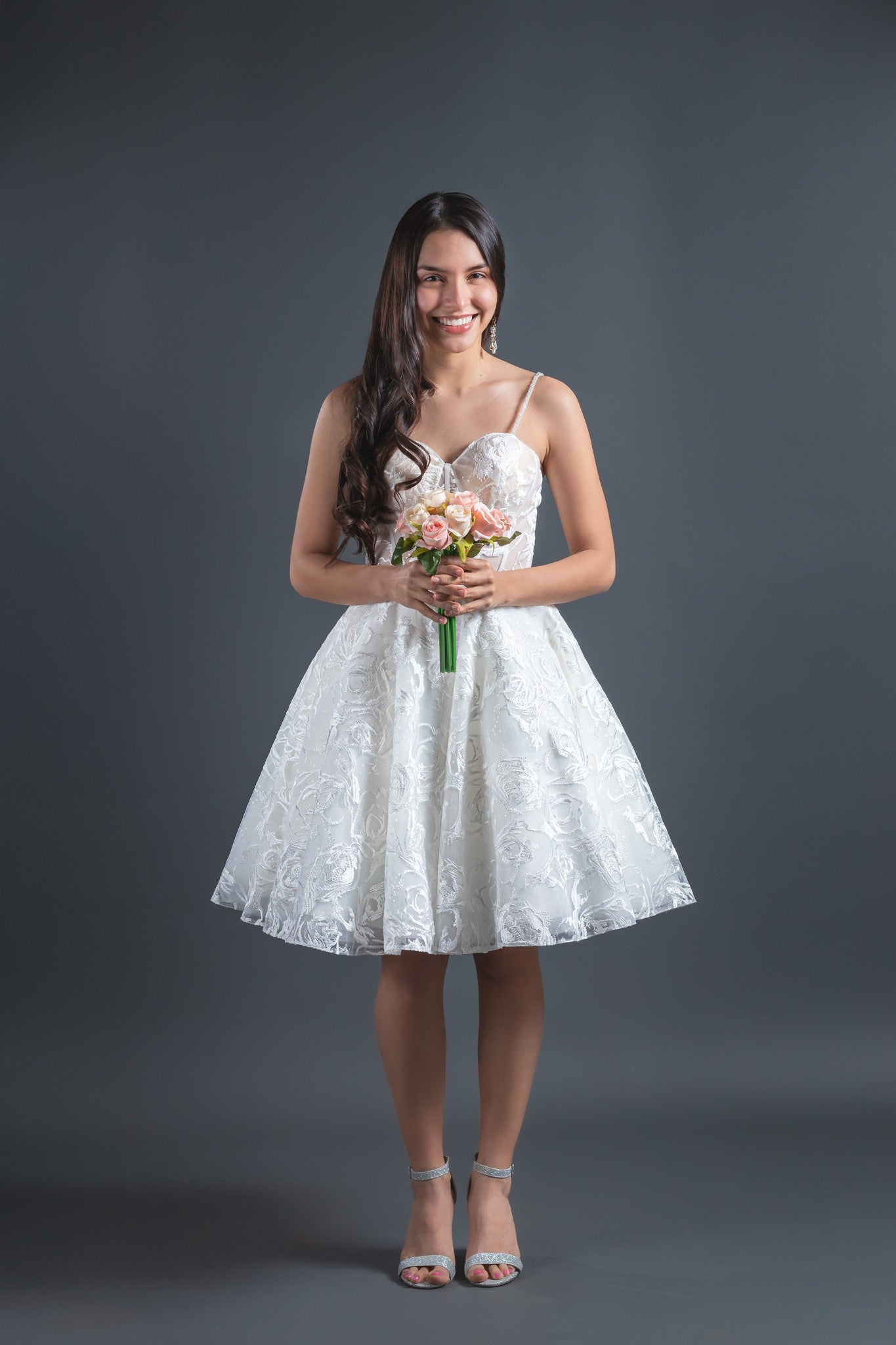 Spaghetti Straps Corset Knee-Length A-line Petite Wedding Dress Fiona 8 / Knee-Leght / White Spaghetti Straps Corset Knee-Length A-line Petite Wedding Dress Fiona 8 / Knee-Leght / White