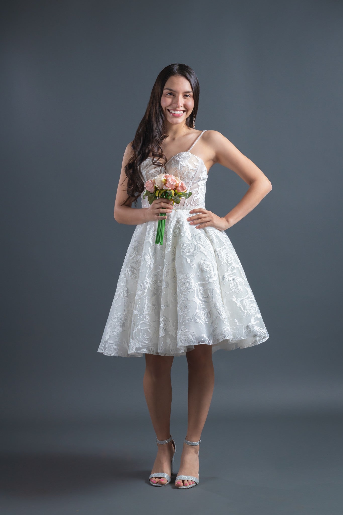 Spaghetti Straps Corset Knee-Length A-line Petite Wedding Dress Fiona 8 / Knee-Leght / White Spaghetti Straps Corset Knee-Length A-line Petite Wedding Dress Fiona 8 / Knee-Leght / White