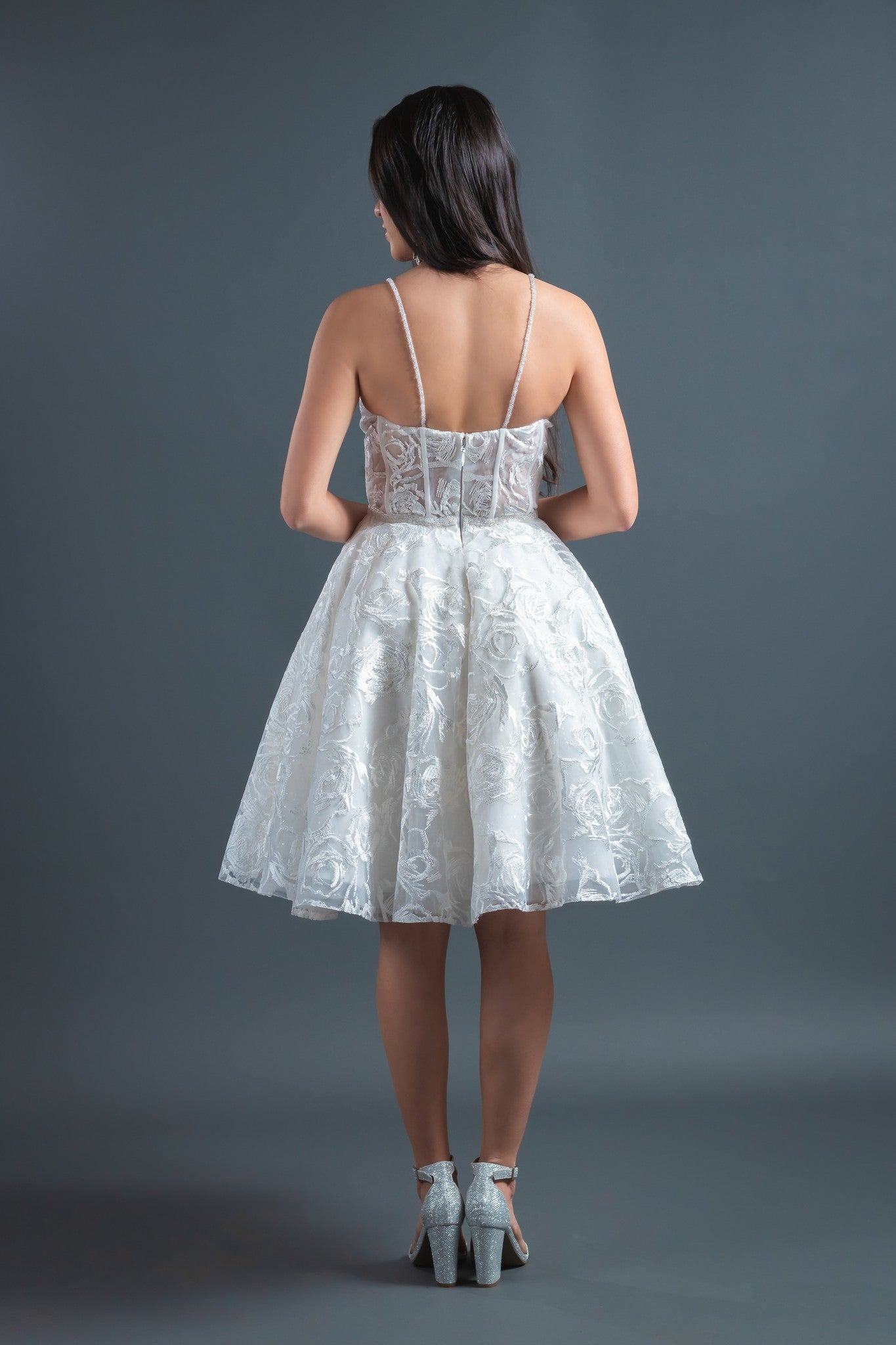 Spaghetti Straps Corset Knee-Length A-line Petite Wedding Dress Fiona 8 / Knee-Leght / White Spaghetti Straps Corset Knee-Length A-line Petite Wedding Dress Fiona 8 / Knee-Leght / White