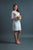 Long Sleeves V Neckline Knee-Length Civil Wedding Dress Belle