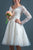 In Stock Size 6 Long Sleeves V-Neckline Knee Length Wedding Dress #4