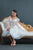 In Stock Size 8 Flowers Appliques Nude Mesh Chiffon Knee Length Wedding Dress JA9643