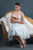 In Stock Size 8 Flowers Appliques Nude Mesh Chiffon Knee Length Wedding Dress JA9643