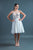 In Stock Size 8 Flowers Appliques Nude Mesh Chiffon Knee Length Wedding Dress JA9643