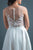 In Stock Size 8 Flowers Appliques Nude Mesh Chiffon Knee Length Wedding Dress JA9643