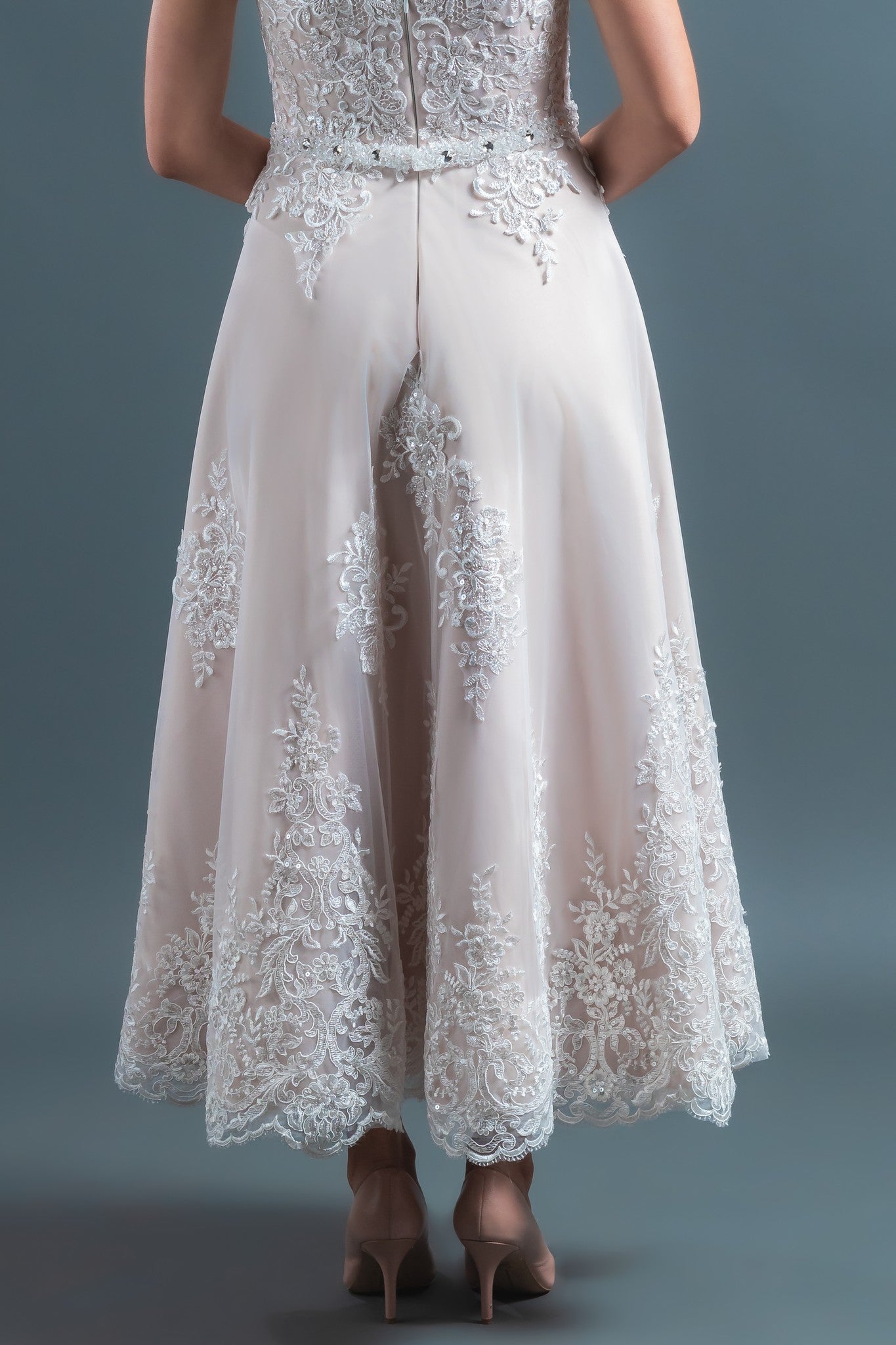 Sophisticated Midi-Length A-Line Cappuccino Wedding Dress X27 in Stock Size 6 Pre-Order 2 / Cappuccino (Tan) Sophisticated Midi-Length A-Line Cappuccino Wedding Dress X27 in Stock Size 6 Pre-Order 2 / Cappuccino (Tan)