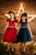 Holiday Sleeve Satin Dress with Tulle Skirt 452