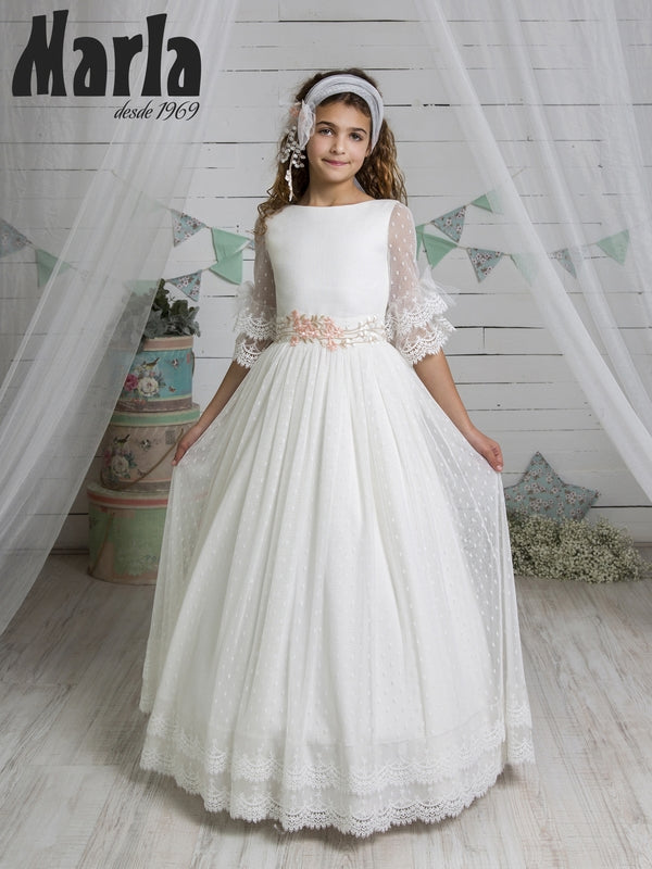 Detachable Skirt Two in One Sweet Mini Skirt and Classic Long Skirt Ivory Spanish Communion Gown Marla L130 Pre-oder Size 15 / Ivory Detachable Skirt Two in One Sweet Mini Skirt and Classic Long Skirt Ivory Spanish Communion Gown Marla L130 Pre-oder Size 15 / Ivory