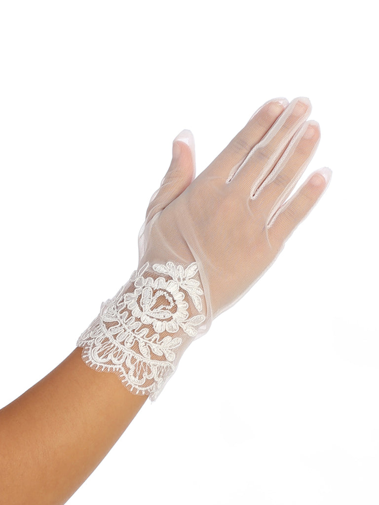 Waist Length White  Gloves First Communion LMG