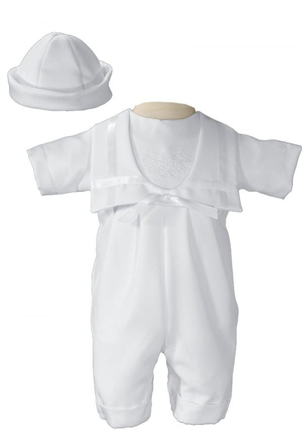 Lovely Boys White Nautical Gabardine Christening Baptism Outfit