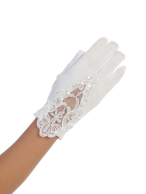 Waist Length White  Gloves First Communion MGL