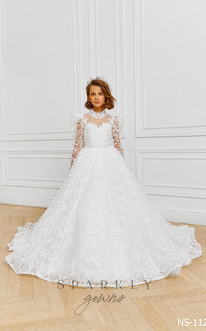 Long Sleeves Ball Gown First Communion Dress 21112