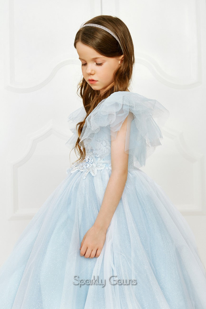 Ready to Ship Size 5-6 Sleeveless Ice Blue Flower Girl Dress 21065 Ready to Ship Size 5-6 Sleeveless Ice Blue Flower Girl Dress 21065