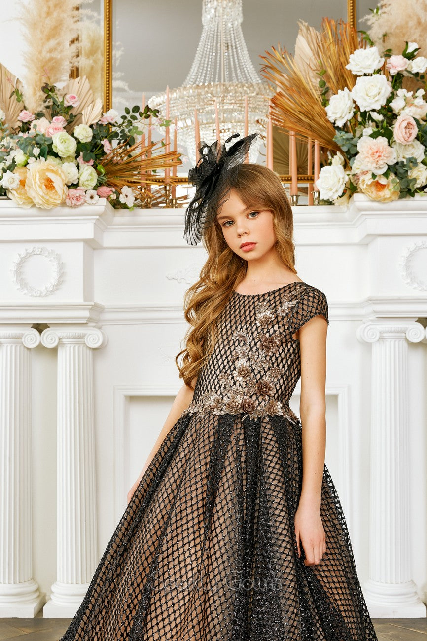 3D Flowers Appliques Short Sleeves A-line Skirt Black Nude Christmas Flower Girl Dress 21076 Pre-order 11 years / Nude/ Black 3D Flowers Appliques Short Sleeves A-line Skirt Black Nude Christmas Flower Girl Dress 21076 Pre-order 11 years / Nude/ Black