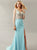 Dress On Sale Blue Sheer Beaded Mermaid with Long Sleeves Size 6