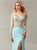 Dress On Sale Blue Sheer Beaded Mermaid with Long Sleeves Size 6