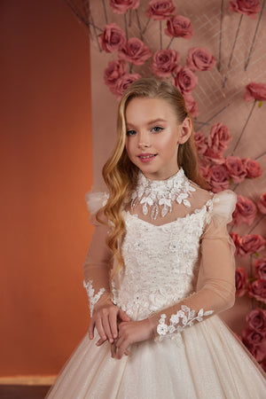 V-Neckline First Communion Flower Girl Gown PR102