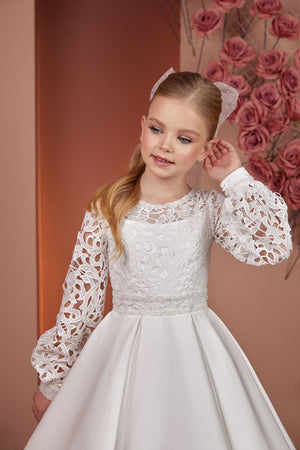 Long Sleeves First Communion Flower Girl Ball Gown PR105