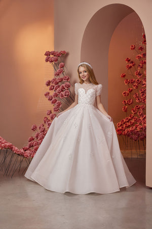 Illusion Sweetheart Neckline First Communion Flower Girl Gown PR109