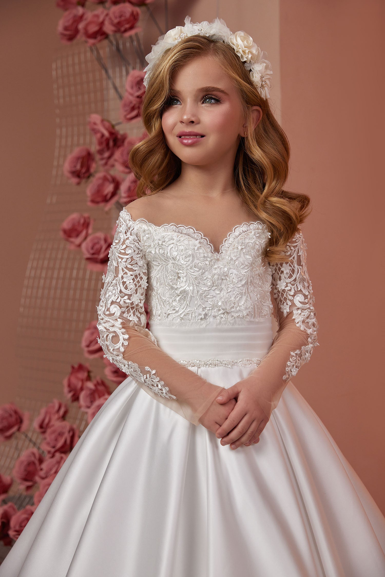 Off the Shoulder First Communion Flower Girl Gown PR111 Pre-order 11-12 years / Ivory Off the Shoulder First Communion Flower Girl Gown PR111 Pre-order 11-12 years / Ivory