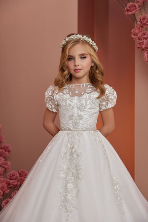 Short Sleeves First Communion Flower Girl Gown PR112