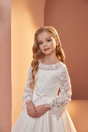 Bateau Neckline First Communion Flower Girl Gown PR120