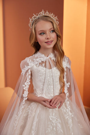 V-Neckline First Communion Flower Girl Gown PR124