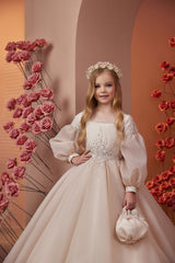 Square Neckline First Communion Flower Girl Gown PR127 – Sparkly Gowns