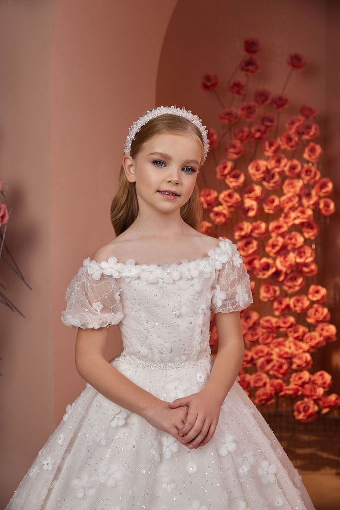 Floral Appliques First Communion Girl Ball Gown PR129