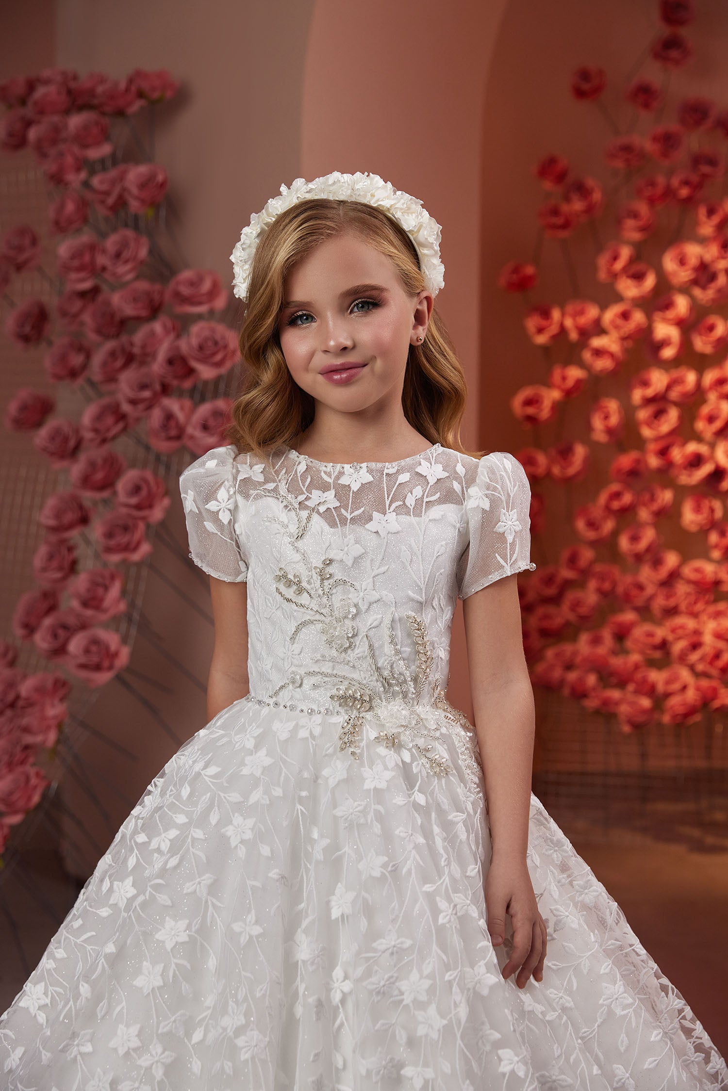 Ball Gown First Communion Dresses Stores Short Sleeves First Communion Flower Girl Ball Gown PR132 Pre- Ball Gown First Communion Dresses Stores Short Sleeves First Communion Flower Girl Ball Gown PR132 Pre-