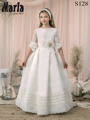 In Stock Size 11 French Sleeves Silk Spanish Communion Gown Marla S128