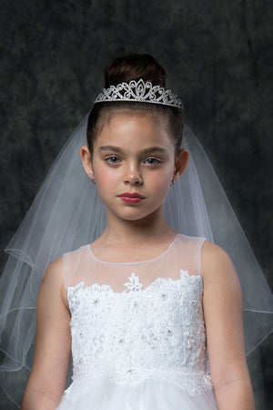 Rhinestone tiara with  Veil First Communion Flower Girl Accessories Style 023