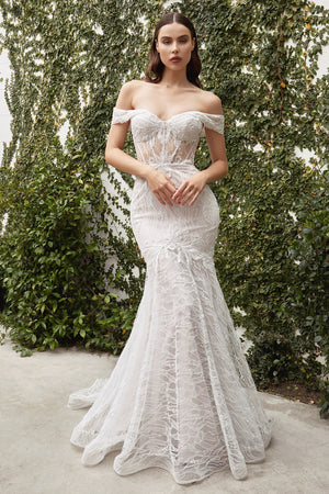 Andrea & Leo Couture A0666W  Lace off-the-shoulder Mermaid Wedding Gown