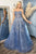 Andrea & Leo Couture A0890 Dusty Blue Constellation Dream Tull Ball Gown Prom Evening Dress