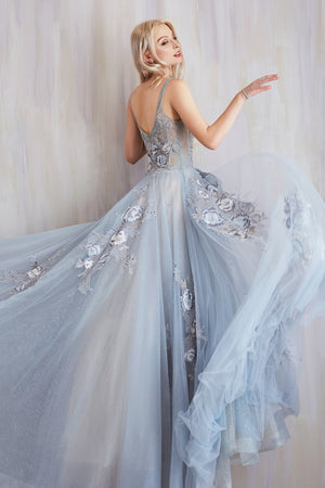 Dramatic V-Neckline Tulle Ball Gown Lilian  Andrea & Leo Couture A0893