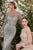 Vestido de noche salvia de manga larga totalmente perlado Andrea &amp; Leo A0997S