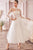 Long Sleeves Embroidered Tulle Tea Length Gown Andrea & Leo A1016