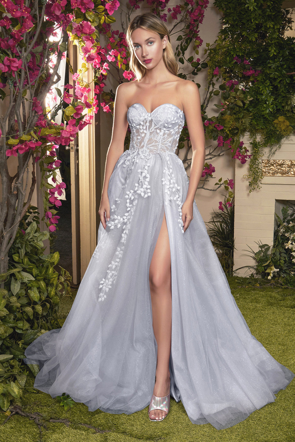Blossom Off the Shoulder Floral Applique Gown – Flower's Dress Boutique