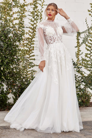 Andrea & Leo Couture A1074W Long Sleeves  Illusion High neckline Kate Wedding Gown