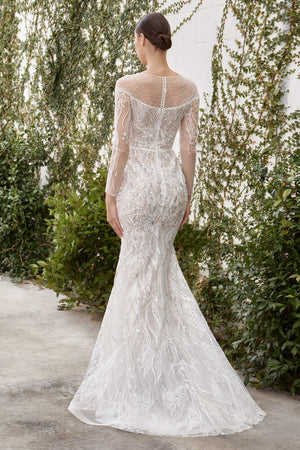 Embroidered Long Sleeves Wedding Dress A1085W