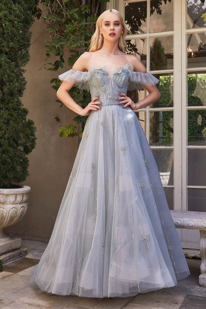 Andrea & Leo A1092 Ribbon Appliques Tulle Long Gown