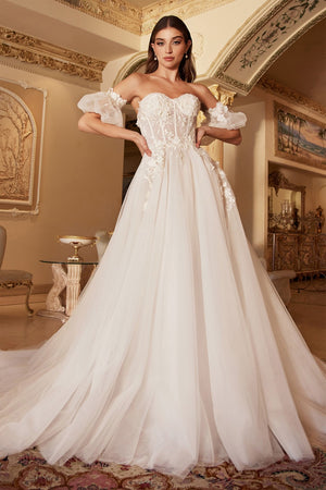 Vestido de fiesta de tul con apliques florales A1103W