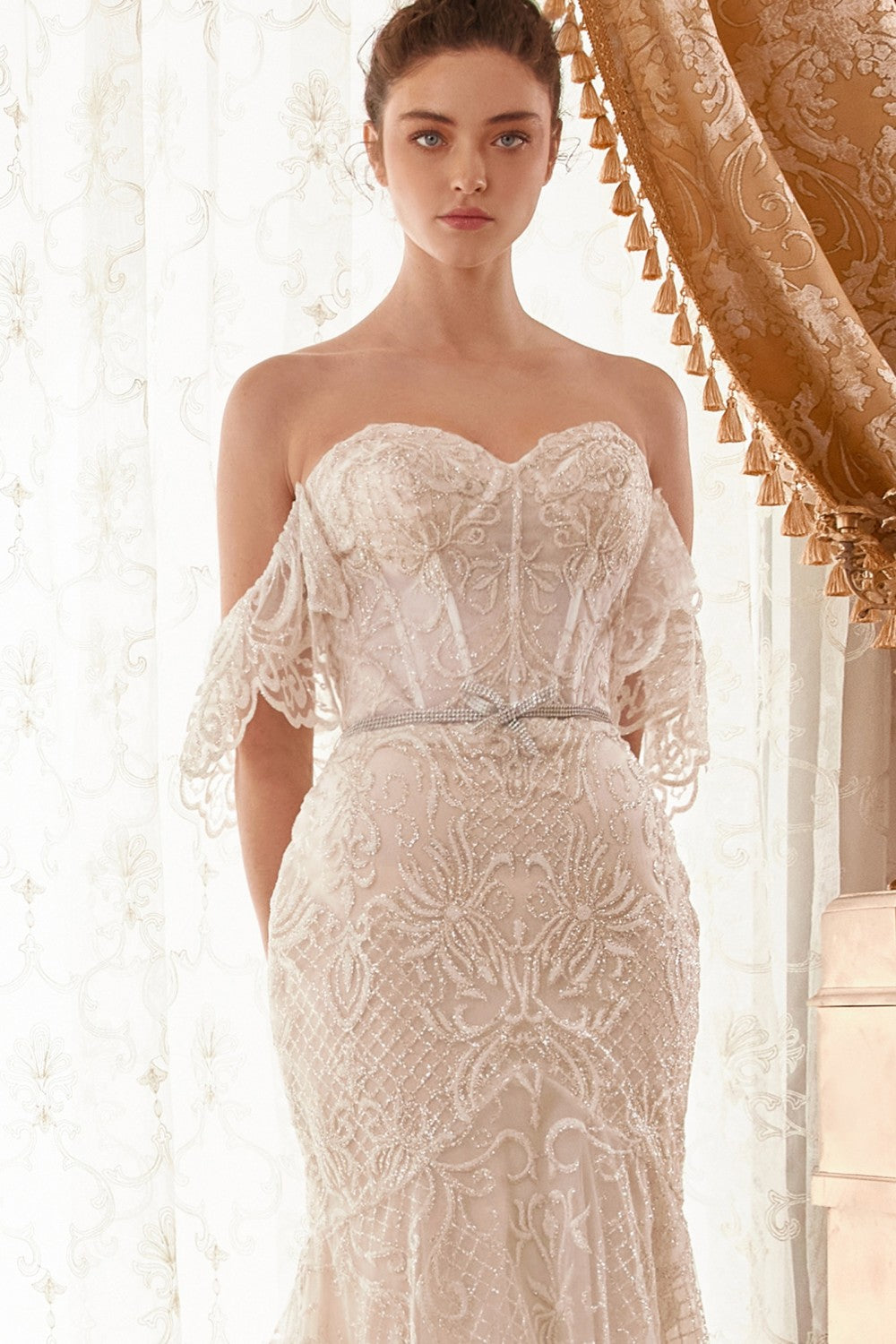 Lace Off the Shouder Mermaid Wedding Dress A1104W Sparkly Gowns Lace Off the Shouder Mermaid Wedding Dress A1104W Sparkly Gowns