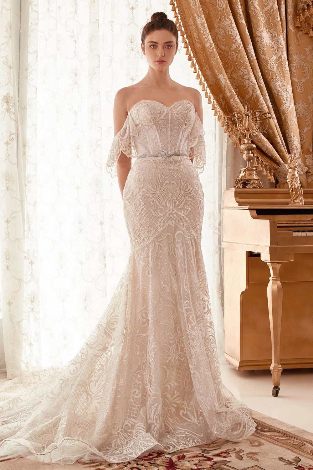 Lace Off the Shouder Mermaid Wedding Dress A1104W Sparkly Gowns Lace Off the Shouder Mermaid Wedding Dress A1104W Sparkly Gowns